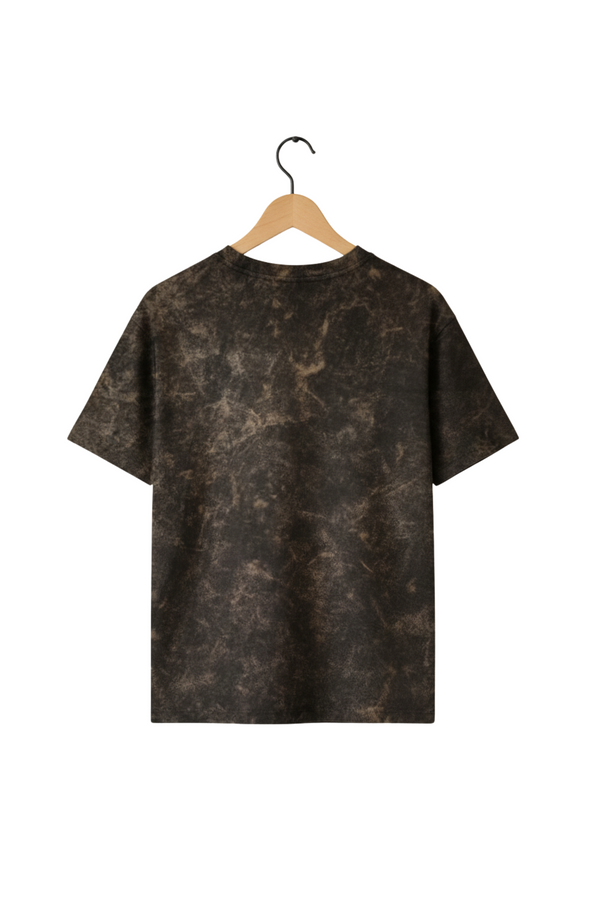 Brown Acid Washed Plain Oversize T-Shirt