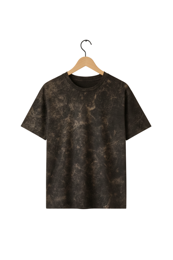 Brown Acid Washed Plain Oversize T-Shirt