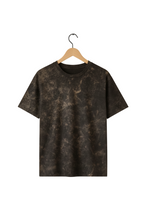 Brown Acid Washed Plain Oversize T-Shirt