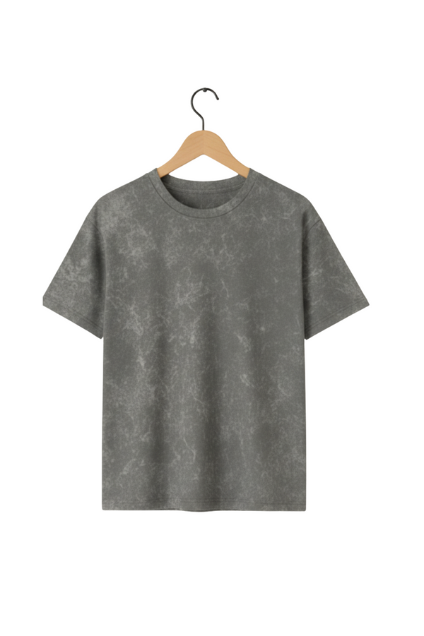olive or Green Acid Washed Plain T-Shirt