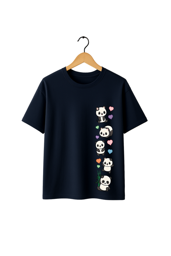 Girl's Panda Design Oversize T-shirts