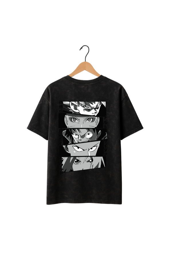 Anime Hero's Eyes Collage Oversize T-shirt